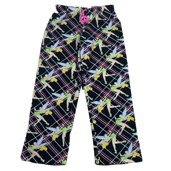 Disney Tinker Bell Pajamas Women’s Black Pink Fuzzy pants MEDIUM - Picture 1 of 5
